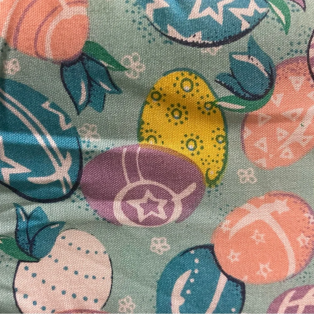 Vintage Miles Kimball Mini Pastel Easter Egg Pattern Pillow Cloth Basket Purse